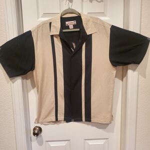 Retro Beige and Black Bowling Shirt
